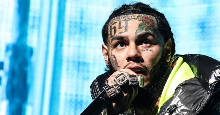 6ix9ine Reveals Off New Face Tattoo Of A Large Lion