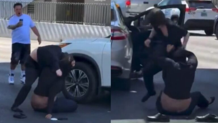 ‘Cowards’: Video of White Man Brutally Beating Black Woman Outside Las Vegas Goes Viral After No One Steps to Intervene