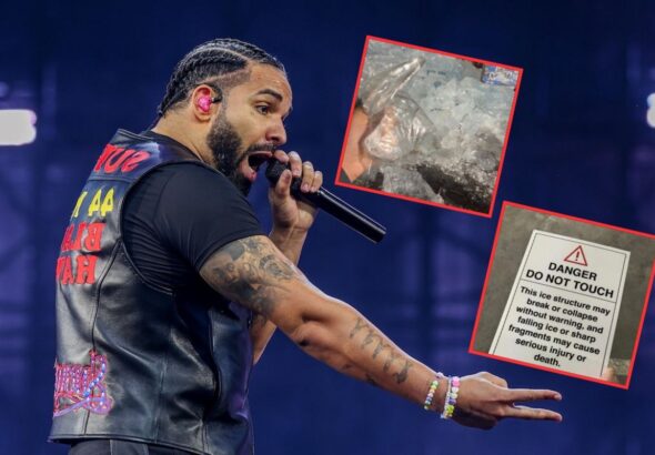 Drake Fans Sell Ice Chunks, Signs From Rapper’s Iceman Structure