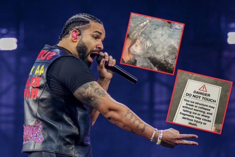 Drake Fans Sell Ice Chunks, Signs From Rapper’s Iceman Structure