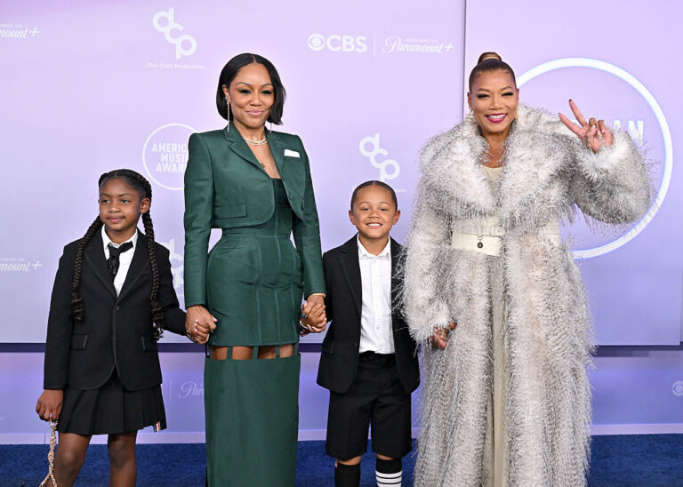 Family U.N.I.T.Y. Queen Latifah Makes Rare Appearance With Partner Eboni Nichols And Their Son Rebel On AMAs Carpet