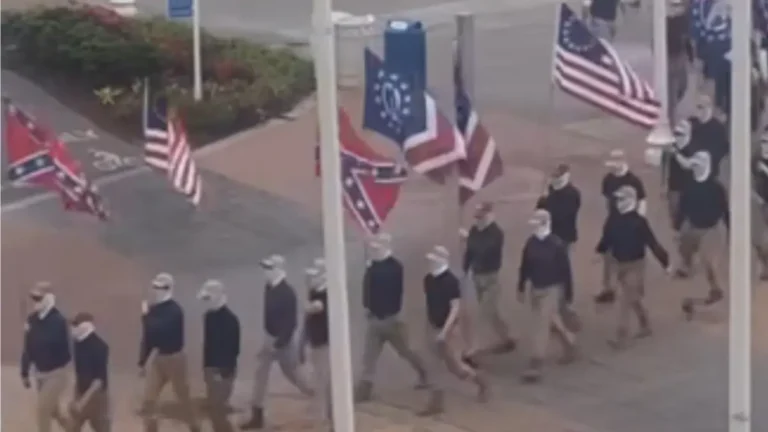 ‘Traded the Pointed Caps for Baseball Caps’: Masked White Supremacist Group Patriot Front Marches Through Virginia Beach Oceanfront, Sparking First Amendment Debate