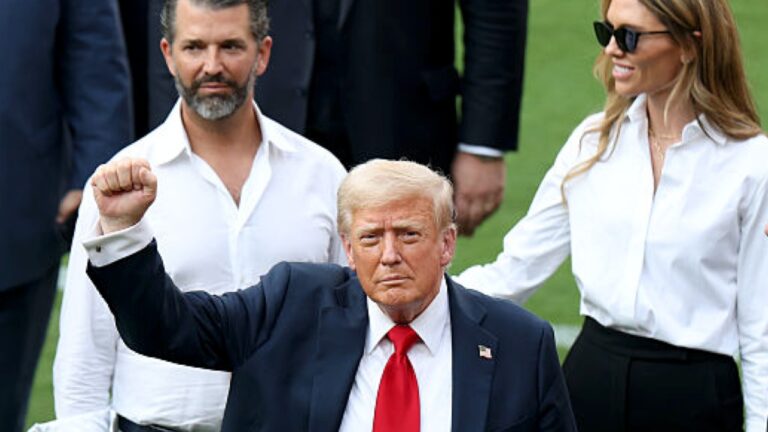 ‘Just Look … OMG’: Trump Gets Put on the Spot About His Son’s Upcoming Wedding Before Viewers Zoom In on a Strangely Large Figure Behind Him That Hijacks the Moment