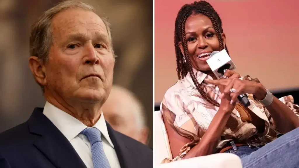 ‘Loves Him Some Michelle’: George W. Bush’s Response to Michelle Obama During Their First Reunion Since That ‘Girlfriend’ Comment Has People Talking ‘Loves Him Some Michelle’: George W. Bush’s Response to Michelle Obama During Their First Reunion Since That ‘Girlfriend’ Comment Has People Talking